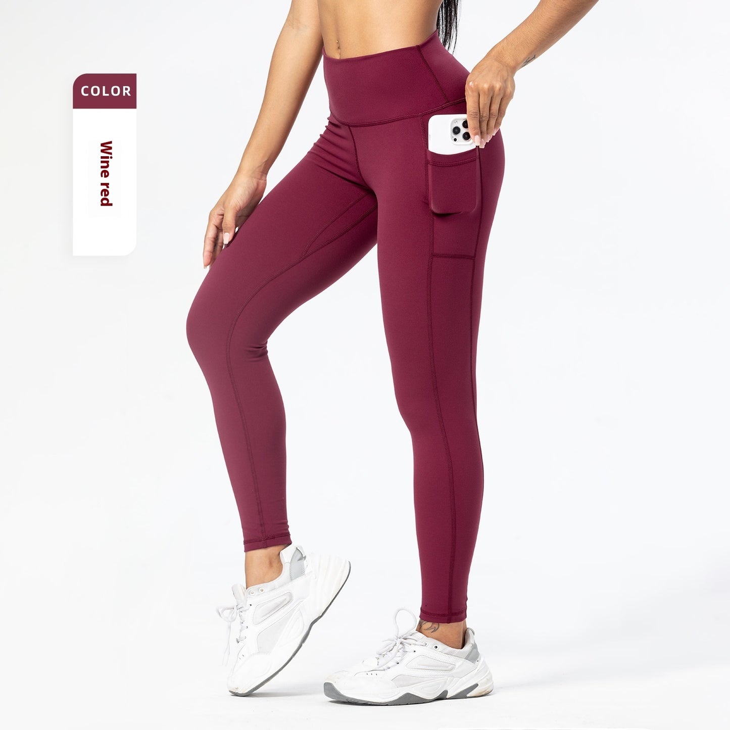 Pantalones de yoga deportivos de cintura alta con bolsillos y corte ajustado para mujer