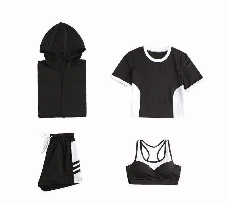 Vêtements de yoga pour femmes, nouvelle combinaison, filet rouge, vêtements de sport de course, cinq pièces, ample, loisirs, fitness, vente en gros d'usine