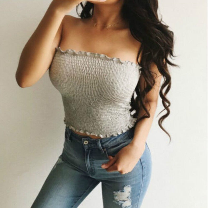 Sexy Fashion Summer Skinny Women Sleeveless Crop Tops Backl