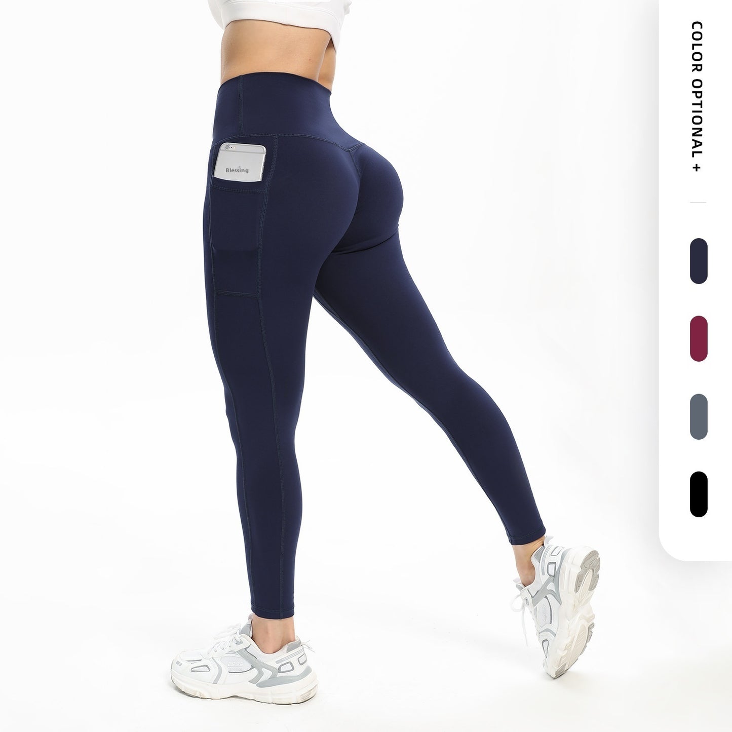 Pantalones de yoga deportivos de cintura alta con bolsillos y corte ajustado para mujer