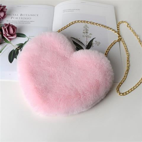 Bolsas de amor para mujer, bolsos de hombro con cadena de felpa, bolso de fiesta para el día de San Valentín