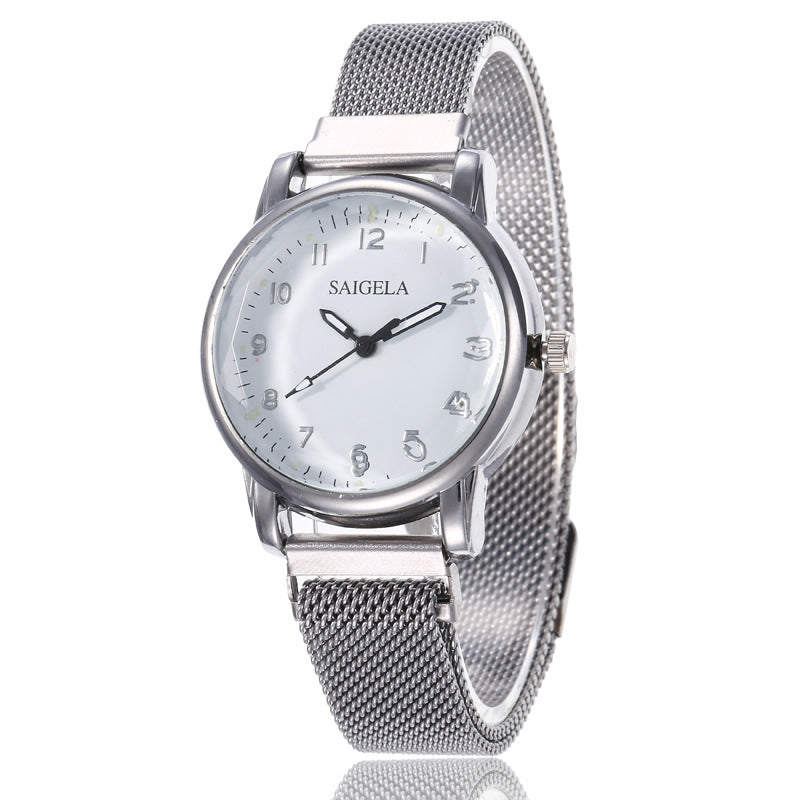 Montre numérique pour femme avec bracelet en maille Milan et boucle magnétique