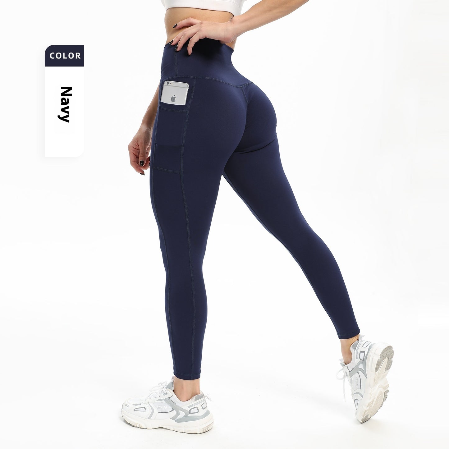 Pantalones de yoga deportivos de cintura alta con bolsillos y corte ajustado para mujer