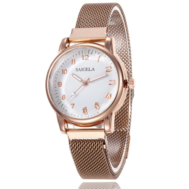 Montre numérique pour femme avec bracelet en maille Milan et boucle magnétique